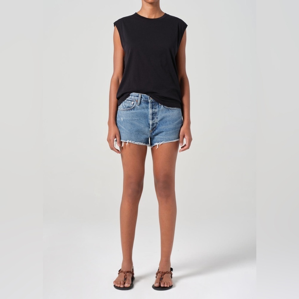 Agolde Parker Blue Denim Shorts